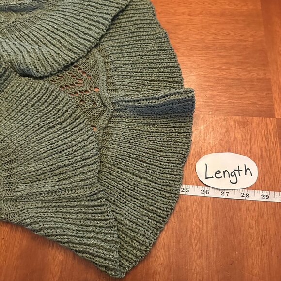 Dressbarn Crochet Knit Green Short-Sleeve Open-Front Cardigan Sweater shrug M - Picture 4 of 7